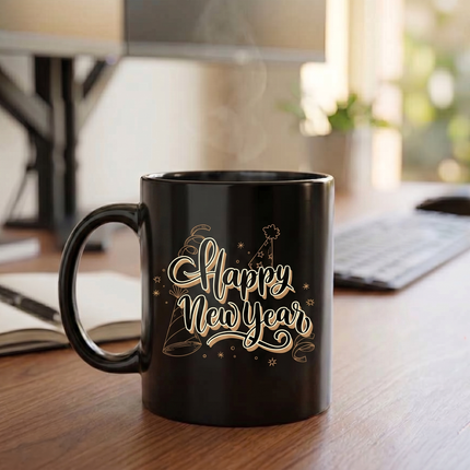 Personalized Happy New Year Ceramic Mug with Custom Name & Wishes