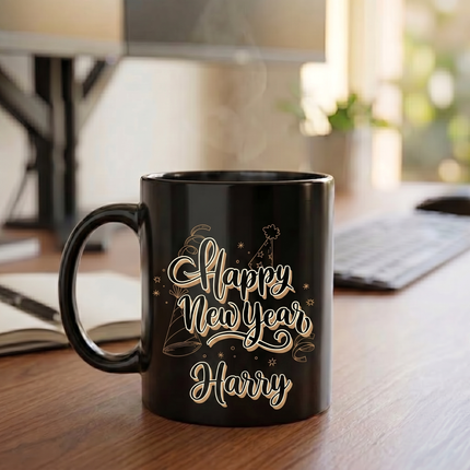 Personalized Happy New Year Ceramic Mug with Custom Name & Wishes