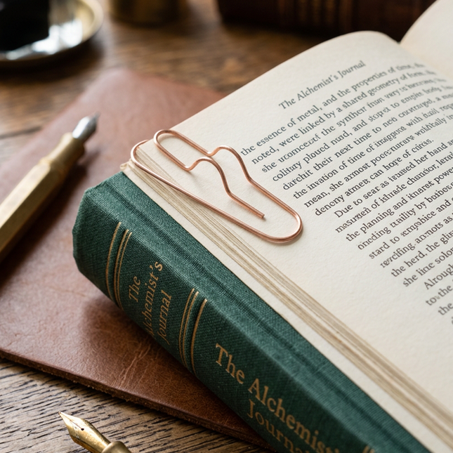 Premium Copper Bookmark with Pen Holder – Pack of 6 | Metal Page Marker for Books, Journals & Planners
