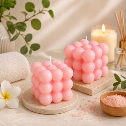 Pink Bubble Candle – Aesthetic & Decorative Scented Wax Candle
