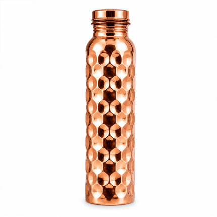 Copper Water Bottle – Diamond Cut Handcrafted Design