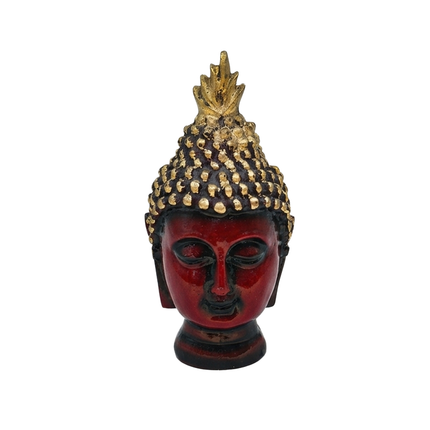 Red Gold Buddha Head Figurine | Buddha Head Statue | Gautam Buddha Head Idol