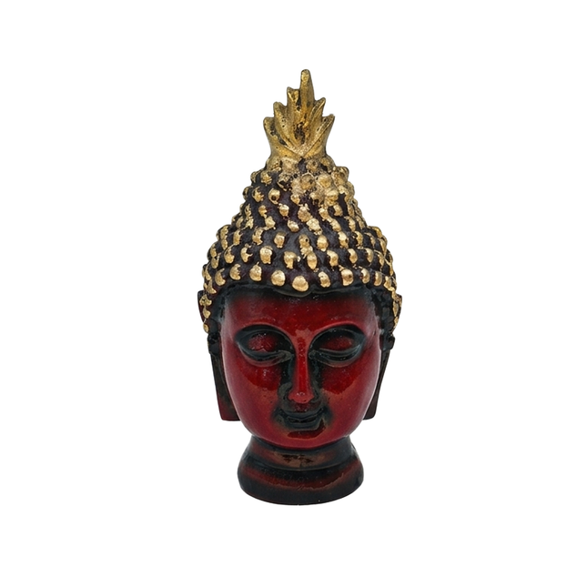 Red Gold Buddha Head Figurine | Buddha Head Statue | Gautam Buddha Head Idol