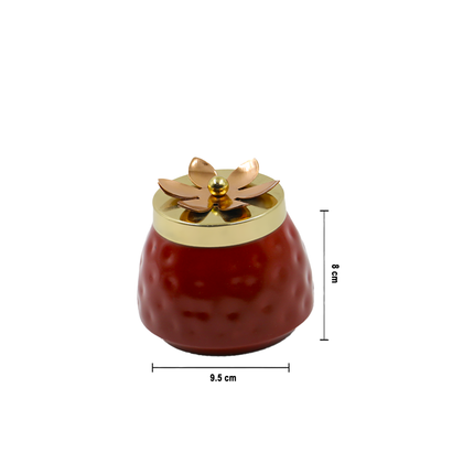 Rich Red Copper Jar with Floral Lid – Decorative Storage Container