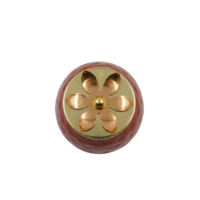 Rich Red Copper Jar with Floral Lid – Decorative Storage Container