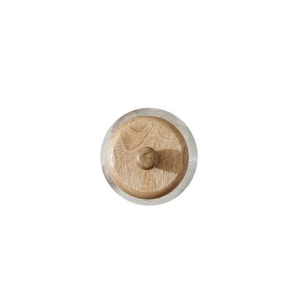 Rustic Hammered Glass Storage Jar with Wooden Lid
