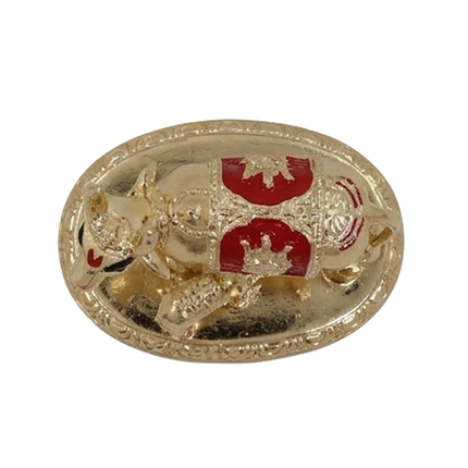 Sacred Kamdhenu & Calf Figurine - Gold Finish with Red Accents