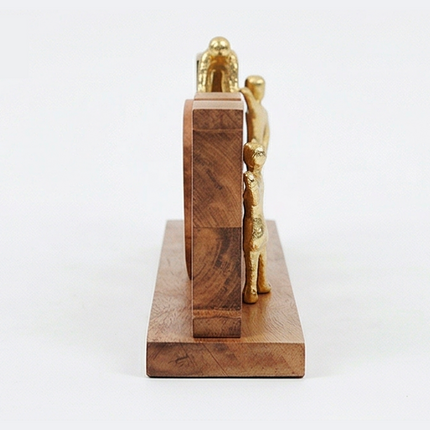 TPIF Wooden Home Decorative Showpiece with Gold Figurines – Handmade Tabletop Ornament, Modern Home & Office Décor, Ideal Gift for Housewarming & Anniversary
