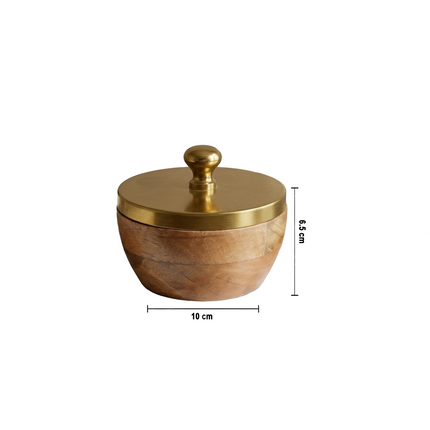 Elegant Wood & Gold Accent Storage Jar