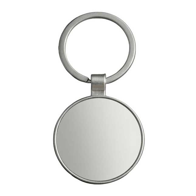 Sleek Round Metal Keychain with Customizable Insert_a