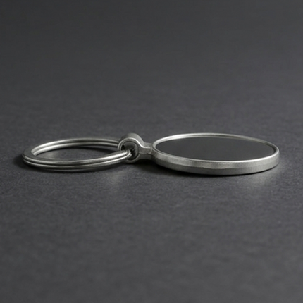 Sleek Round Metal Keychain with Customizable Insert_c