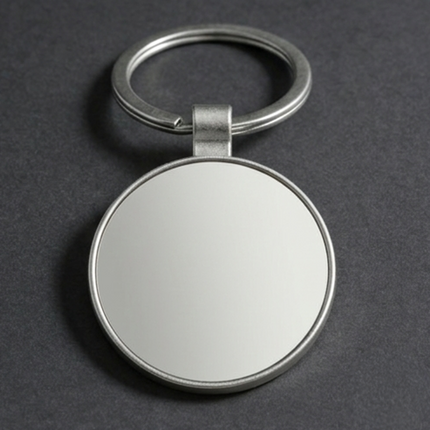 Sleek Round Metal Keychain with Customizable Insert_d