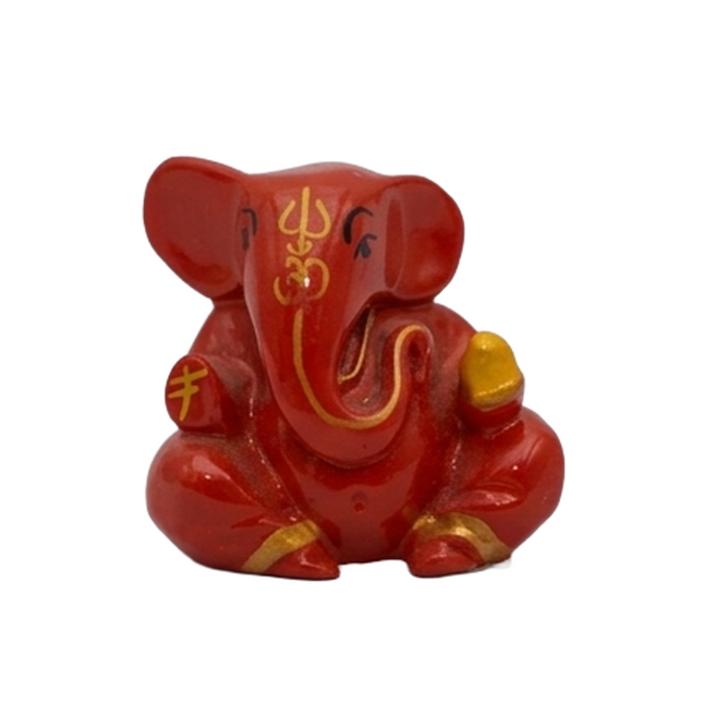 Small Orange Ganesha Statue – Mini Lord Ganesha Idol | Vighnaharta Ganpati Figurine for Home & Office