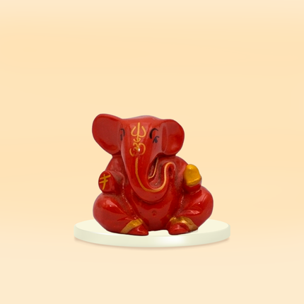 Small Orange Ganesha Statue – Mini Lord Ganesha Idol | Vighnaharta Ganpati Figurine for Home & Office