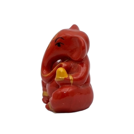 Small Orange Ganesha Statue – Mini Lord Ganesha Idol | Vighnaharta Ganpati Figurine for Home & Office