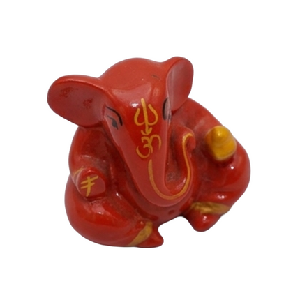 Small Orange Ganesha Statue – Mini Lord Ganesha Idol | Vighnaharta Ganpati Figurine for Home & Office