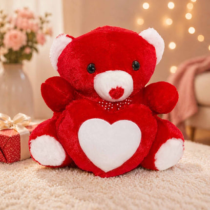 Soft Red Teddy with Custom Heart Photo Frame