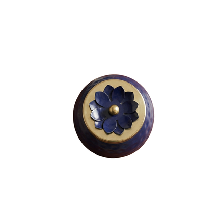 Stylish Blue Metal Jar with Blue Floral Lid – Decorative Storage Container