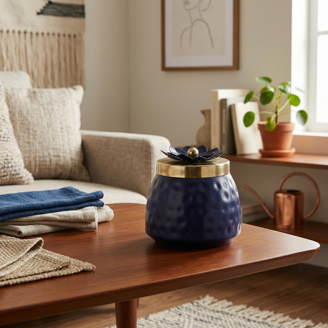 Copper Jar – Blue Decorative Storage Container