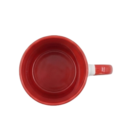 White & Red Ceramic Mug with Heart-Shaped Handle - Gift for Couples