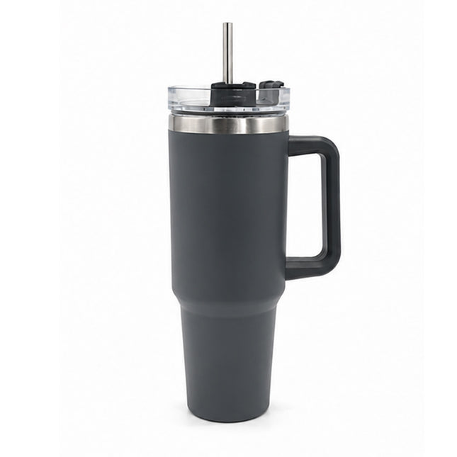 Stanley-Style Insulated Cup – Gray Travel Tumbler