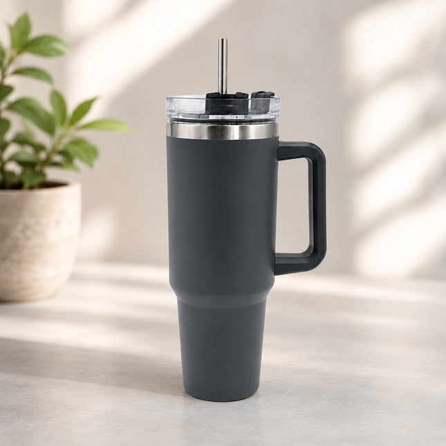 Stanley-Style Insulated Cup – Gray Travel Tumbler