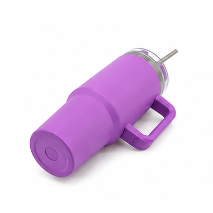 Purple Tumbler with Handle & Straw – Insulated Travel Mug, Spill-Resistant Lid, Large Capacity Stainless Steel Tumbler