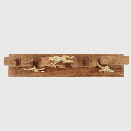TPIF Wooden Home Decorative Showpiece with Gold Figurines – Handmade Tabletop Ornament, Modern Home & Office Décor, Ideal Gift for Housewarming & Anniversary