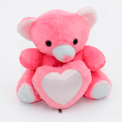 Soft Pink Teddy with Custom Heart Photo Frame