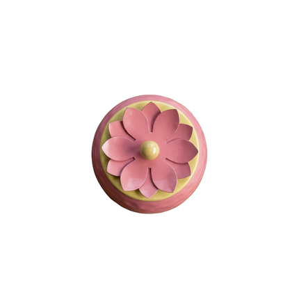 Elegant Pink Copper Jar with Floral Lid – Decorative Storage Container