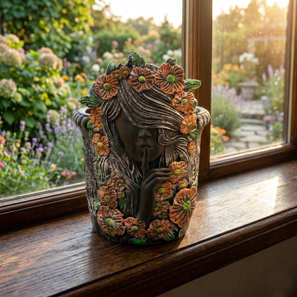 Whispering Floral Lady Vase – Secret Garden Decorative Planter