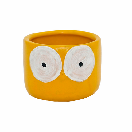 Yellow Owl Ceramic Hand-Painted Planter