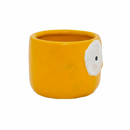Yellow Owl Ceramic Hand-Painted Planter