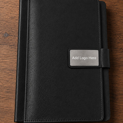 Personalized Premium Black Executive Diary with Metal Name Plate & Logo Branding