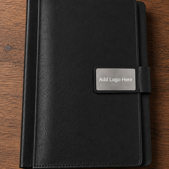 Personalized Premium Black Executive Diary with Metal Name Plate & Logo Branding