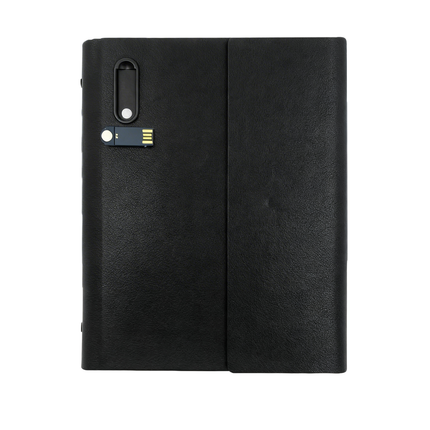 Premium Black PU Leather Executive Organizer with Built-in USB and Card Slot