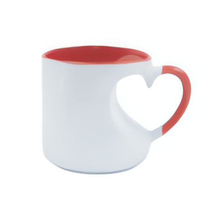Heart Handle White & Red Ceramic Mug A Perfect Blend of Love & Style 300 ML