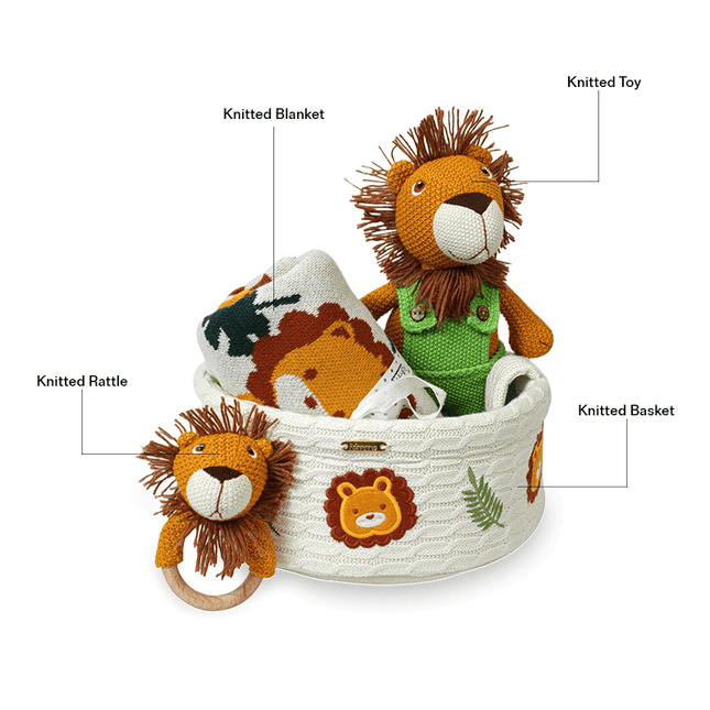 Knitted Lion Basket Gift Set