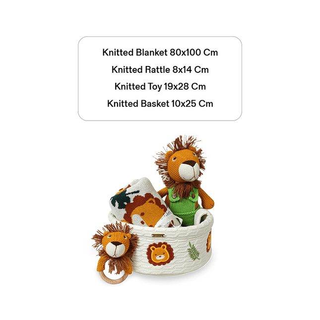 Knitted Lion Basket Gift Set