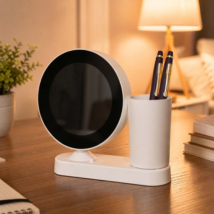 Rotating Round Photo Frame with Pen Stand – Dual Utility Desk Organizer