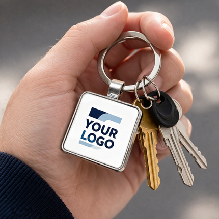 Premium Square Metal Keychain with Customizable Insert