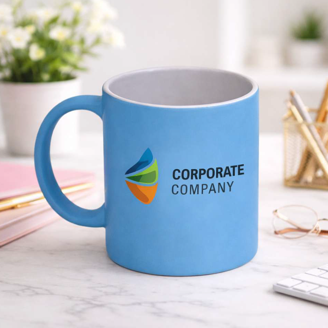 Stylish Matte Finish Blue Sublimation Ceramic Mug for Personalized Designs
