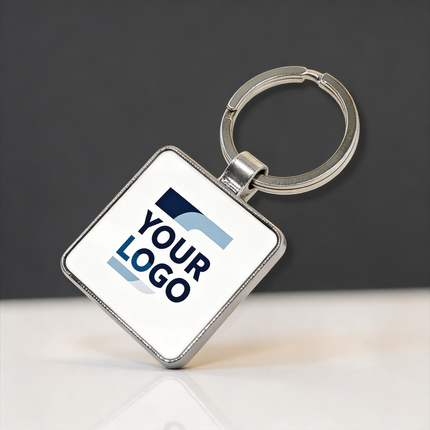 Premium Square Metal Keychain with Customizable Insert