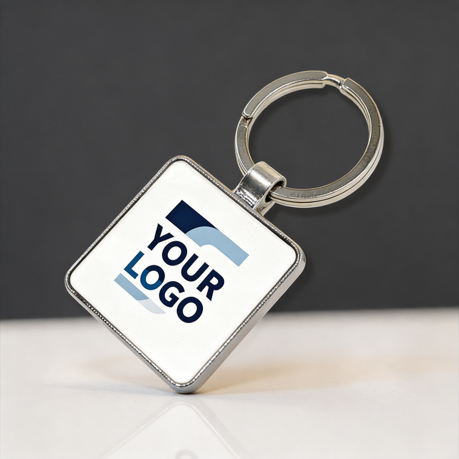 Premium Square Metal Keychain with Customizable Insert