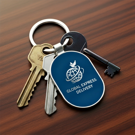 Oval Metal Keychain with Customizable Insert