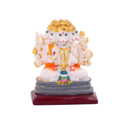 Panch Mukhi Bajrang Bali Hanuman Idol | Spiritual Decorative Showpiece for Home Temple, Office, and Gifts
