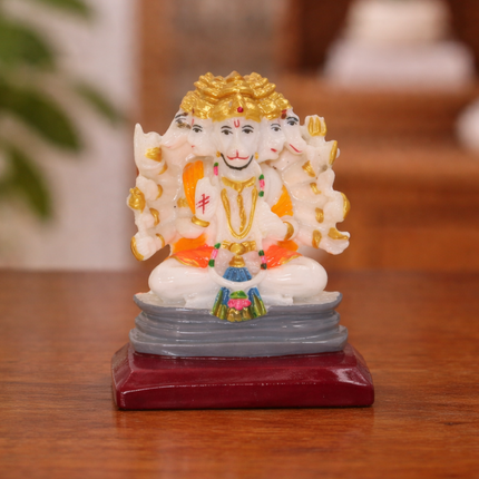 Panch Mukhi Bajrang Bali Hanuman Idol | Spiritual Decorative Showpiece for Home Temple, Office, and Gifts