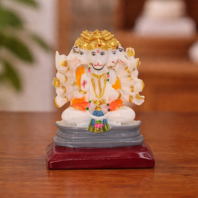 Panch Mukhi Bajrang Bali Hanuman Idol | Spiritual Decorative Showpiece for Home Temple, Office, and Gifts