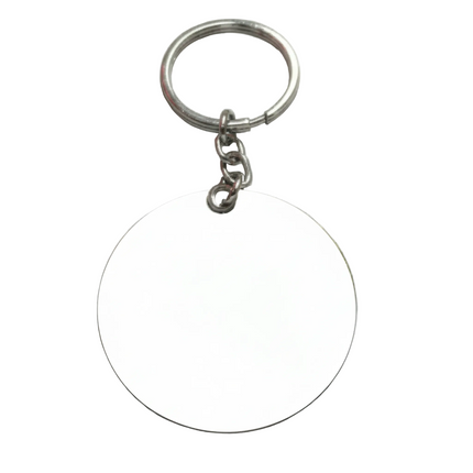 Sleek White Circular Keyring for Sublimation or Engraving_a