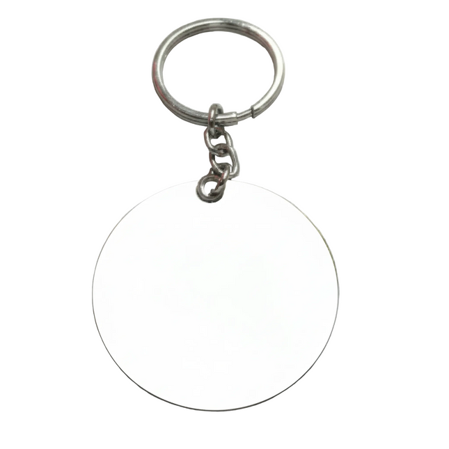 Sleek White Circular Keyring for Sublimation or Engraving_a